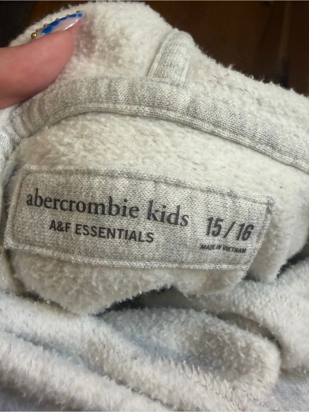 Light Gray Hooded Sweatshirt with Lace Trim Abercrombie Kids